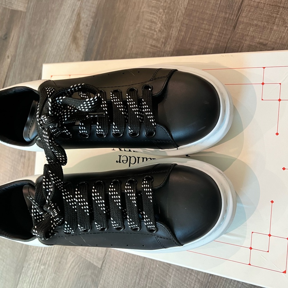 Alexander McQueen Black and White Leather Sneakers